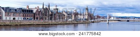 Inverness In Scotland From The Perspektive Of The Ness Bridge