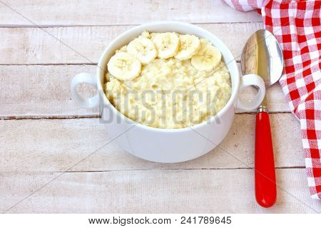 Millet Porridge With Banana Closeup