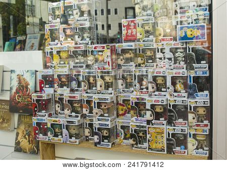 Le Mans, France - October 08, 2017: Figures Of American Company Funko Pop In The Shop Window