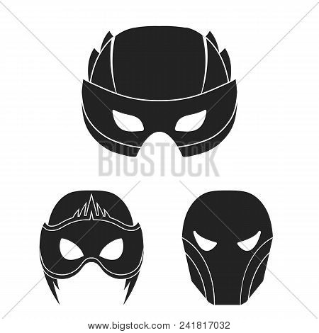 Carnival Mask Black Icons In Set Collection For Design.mask On The Eyes And Face Vector Symbol Stock