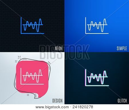 Glitch, Neon Effect. Investment Chart Line Icon. Economic Graph Sign. Stock Exchange Symbol. Busines