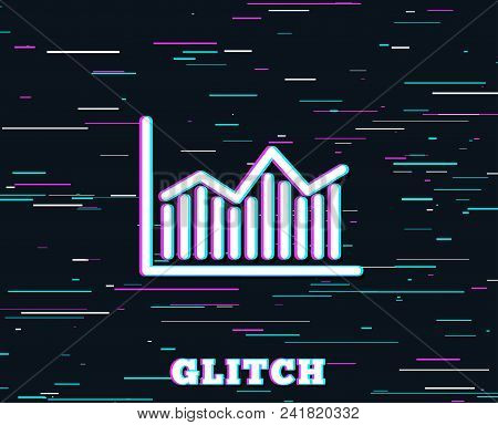 Glitch Effect. Financial Chart Line Icon. Economic Graph Sign. Stock Exchange Symbol. Business Inves