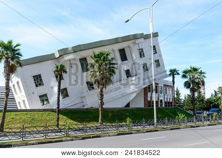 BATUMI, GEORGIA - MAY 10: Restaurants for tourists on the boulevard of the Black Sea on May 10, 2018 in Batumi, Adjara in Georgia