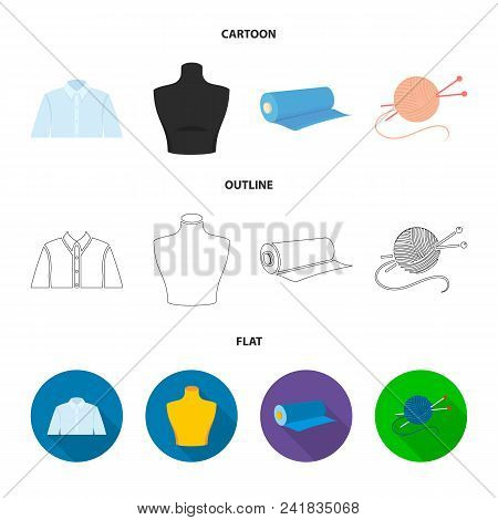 A Man Shirt, A Mannequin, A Roll Of Fabric, A Ball Of Threads And Knitting Needles.atelier Set Colle