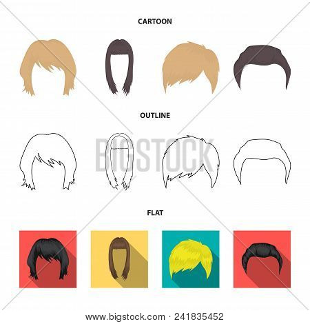 Mustache And Beard, Hairstyles Cartoon, Outline, Flat Icons In Set Collection For Design. Stylish Ha