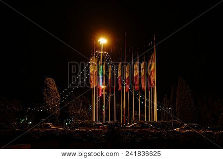 Spring Night Scene By The Ancient Khaju Bridge In Isfahan, Iran.