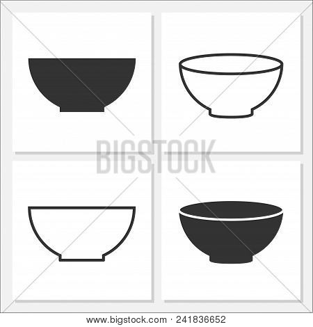 Bowl Flat Icon Set Vector Design Template
