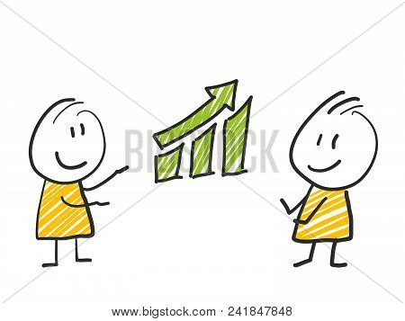 2 Stick Man Standing And Thinking Expression Illustration