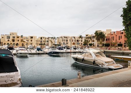 Aqaba, Jordan - December 24, 2017: Modern Marine Full Of Beautiful Yachts In Aqaba City In Tala Bay 
