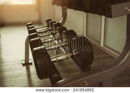 Row Of Drumbell In Fitness Vintage Color Tone