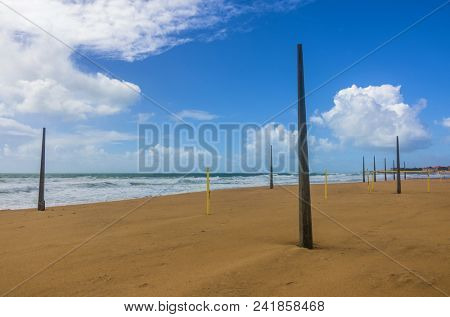 View of an empty beach in a overcast day