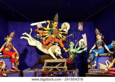 Durga Puja Idol In A Pandal At Kolkata, India