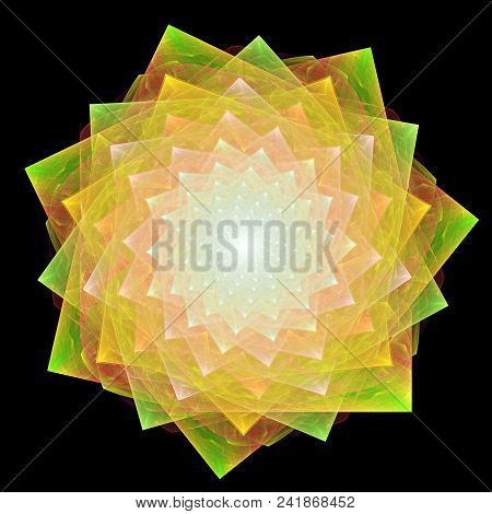 Cabbalistic Star. Rotation Of Polygons. 3d Surreal Illustration. Sacred Geometry. Mysterious Psyched