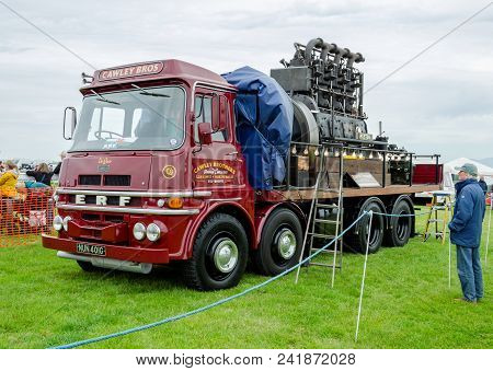 Anglesey, Uk: Feb 20, 2018: Cawley Brothers Erf And Ruston Engine At The Anglesey Vintage Rally