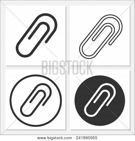Paper Clip Flat Icon Set Vector Design Template