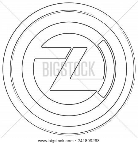 Zclassic - Cryptocurrency Coin. Vector Thin Line Icon. Lineart Illustration On White Background. Int
