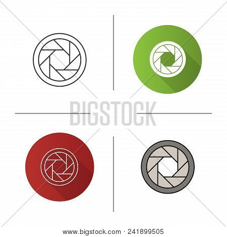 Diaphragm Icon. Flat Design, Linear And Color Styles. Shutter. Isolated Vector Illustrations