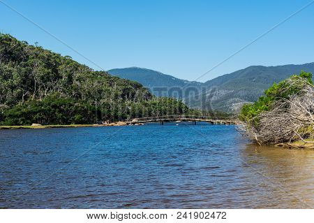 Tidal River, Australia - January 28, 2018: The Brackish Waters Of Tidal River Run Into The Sea At Ti