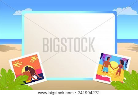 Square Empty Photo Frame With Small Pictures Of Couples That Have Dates On Beach During Spectacular 