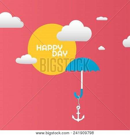 Rainy Season Background With Sun And Clouds And Raindrops.