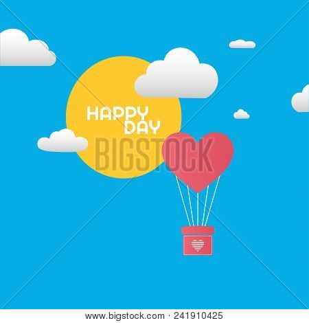 Lovely Background With Sun And Clouds Vector Illustration