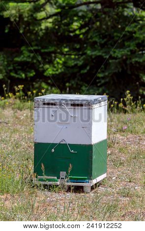 View On Apiary Near Village Dirrakhi (prefecture Of Arcadia) In The Mountains On A Sunny Spring Day 