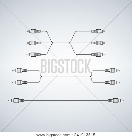 One Two Tree Ends Tulip  Rca Connectors Isolated On Light Background
