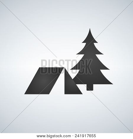 Tent In Forest Icon, Vector Illustrastion On White Background