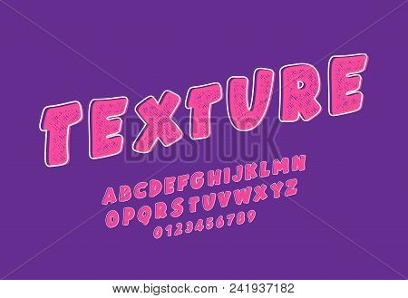 Vector Grunge Textured Font. Alphabet With Rough Fabric Texture Effect. Latin Letters And Numbers. F
