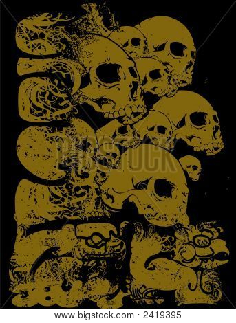 Aztekische Skulls Grunge Illustration