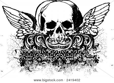 Skull Grunge Ornament Illustration