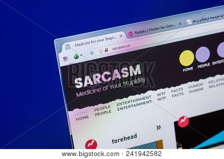 Ryazan, Russia - May 20, 2018: Homepage Of Sarcasm Website On The Display Of Pc, Url - Sarcasm.co