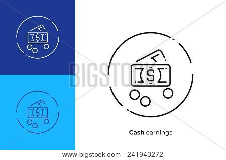 Business Profit Line Art Icon, Investition Earnings Vector Art, Outline Online Cash Exchange Illustr