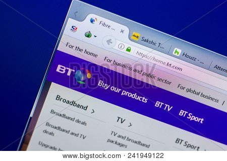 Ryazan, Russia - May 20, 2018: Homepage Of Bt Website On The Display Of Pc, Url - Bt.com