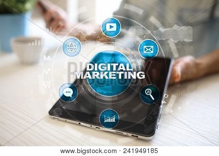 Digital Marketing Technology Concept. Internet. Online. Search Engine Optimisation Seo Smm. Advertis