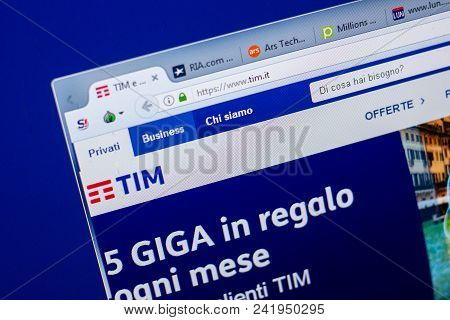 Ryazan, Russia - May 20, 2018: Homepage Of Tim Website On The Display Of Pc, Url - Tim.it