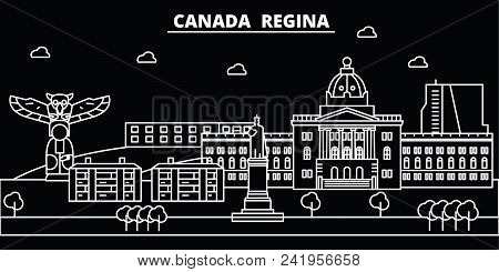 Regina Silhouette Skyline. Canada - Regina Vector City, Canadian Linear Architecture, Buildings. Reg