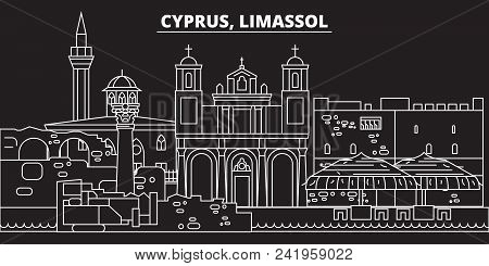 Limassol Silhouette Skyline. Cyprus - Limassol Vector City, Cypriot Linear Architecture, Buildings. 