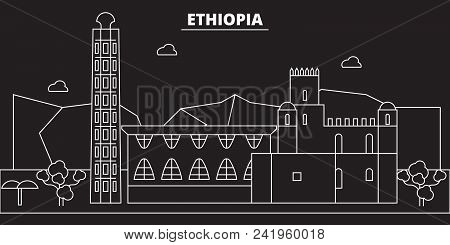 Ethiopia Silhouette Skyline. Ethiopia Vector City, Ethiopian Linear Architecture, Buildingtravel Ill