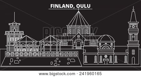 Oulu Silhouette Skyline. Finland - Oulu Vector City, Finnish Linear Architecture, Buildings. Oulu Li
