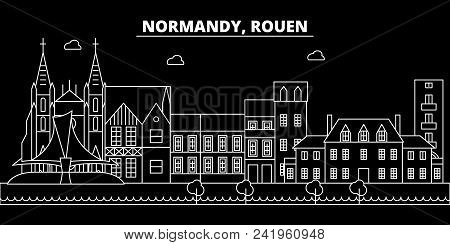 Rouen Silhouette Skyline. France - Rouen Vector City, French Linear Architecture, Buildings. Rouen L