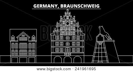 Braunschweig Silhouette Skyline. Germany - Braunschweig Vector City, German Linear Architecture, Bui