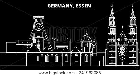 Essen Silhouette Skyline. Germany - Essen Vector City, German Linear Architecture, Buildings. Essen 