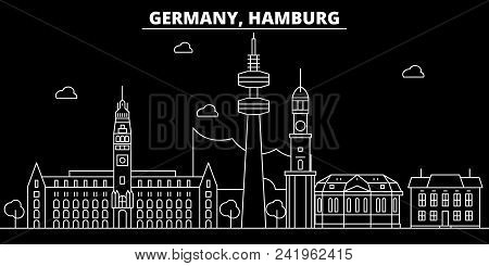 Hamburg Silhouette Skyline. Germany - Hamburg Vector City, German Linear Architecture, Buildings. Ha
