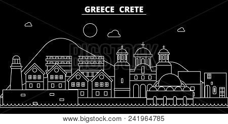 Crete Silhouette Skyline. Greece - Crete Vector City, Greek Linear Architecture, Buildings. Crete Li