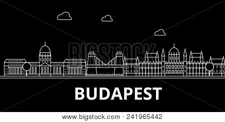 Budapest Silhouette Skyline. Hungary - Budapest Vector City, Hungarian Linear Architecture, Building