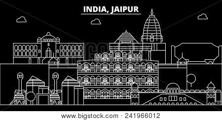 Jaipur Silhouette Skyline. India - Jaipur Vector City, Indian Linear Architecture, Buildings. Jaipur