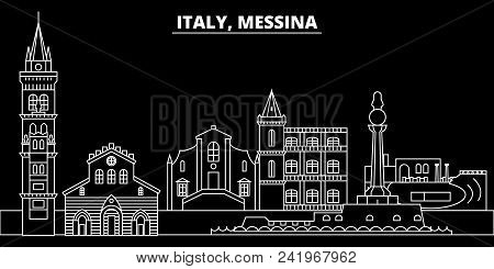 Messina Silhouette Skyline. Italy - Messina Vector City, Italian Linear Architecture, Buildings. Mes