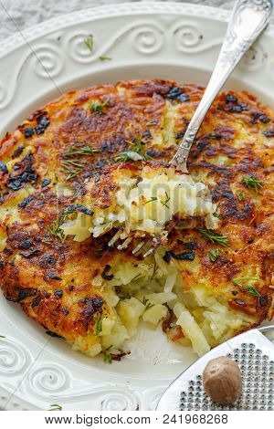 Swiss Potatoes Rosti Close Up.