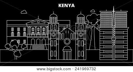 Kenya Silhouette Skyline, Vector City, Kenyan Linear Architecture, Buildings. Kenya Travel, Illustra